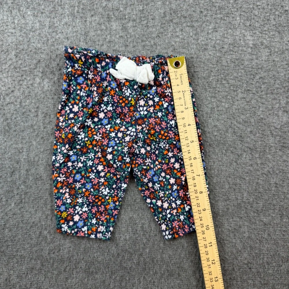 Carter's Floral Pants Kids 3M Navy Blue Pink Orange Cotton Bow‎ Leggings